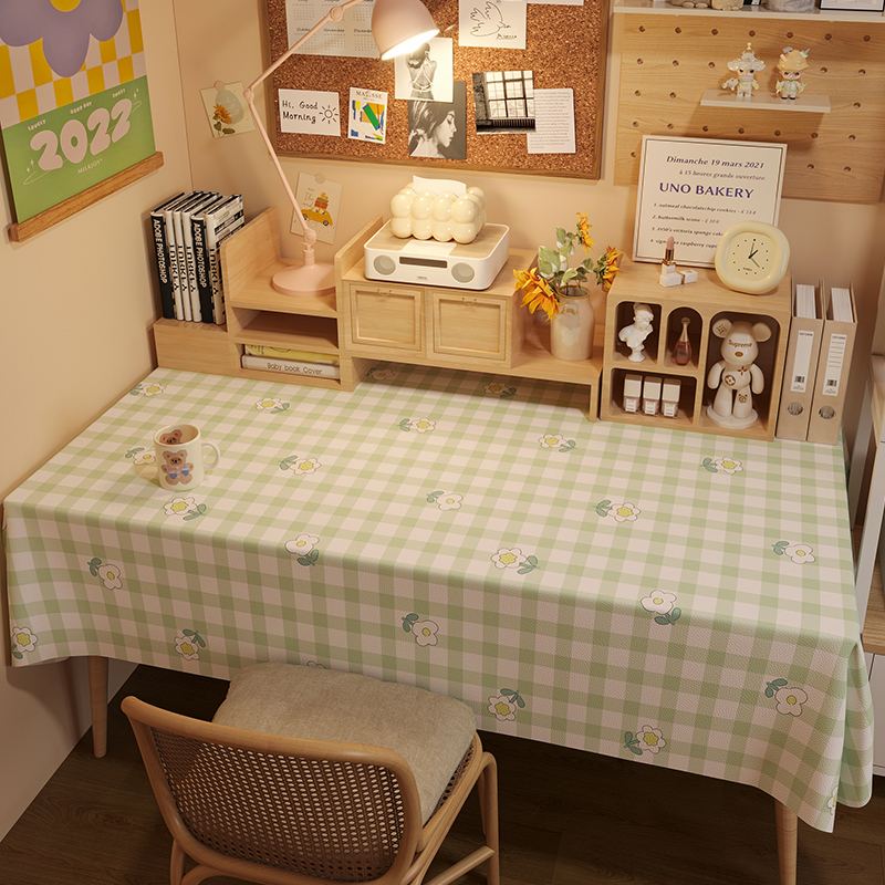 PVC书桌桌布防水防油防烫免洗格子书桌桌垫学生写字桌桌面保护垫