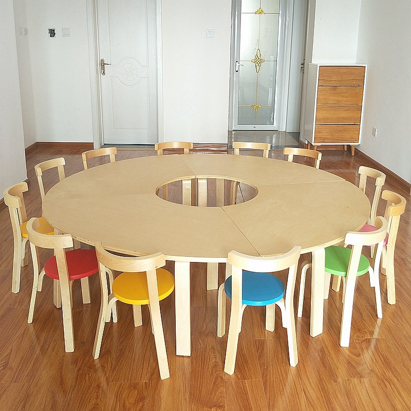 幼儿园实木儿童绘画美术桌子辅导培训班绘本馆托管班小学生课桌椅