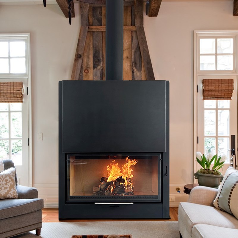 欧式真火壁炉燃木柴家用嵌入式上拉门冬天别墅民宿酒店取暖柴火炉