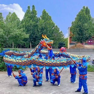 舞龙全套道具整套国标竞赛2号3号舞龙烫金绸缎布灯光龙头社火道具