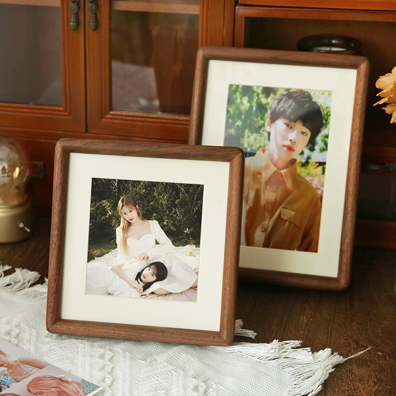 黑胡桃实木相框摆台6 8 10寸儿童照片实木简约相框A4装裱画框木框