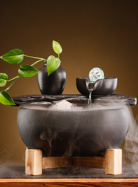 陶瓷循环流水生财转运珠喷泉鱼缸家用装饰造景流水景观摆件循环水