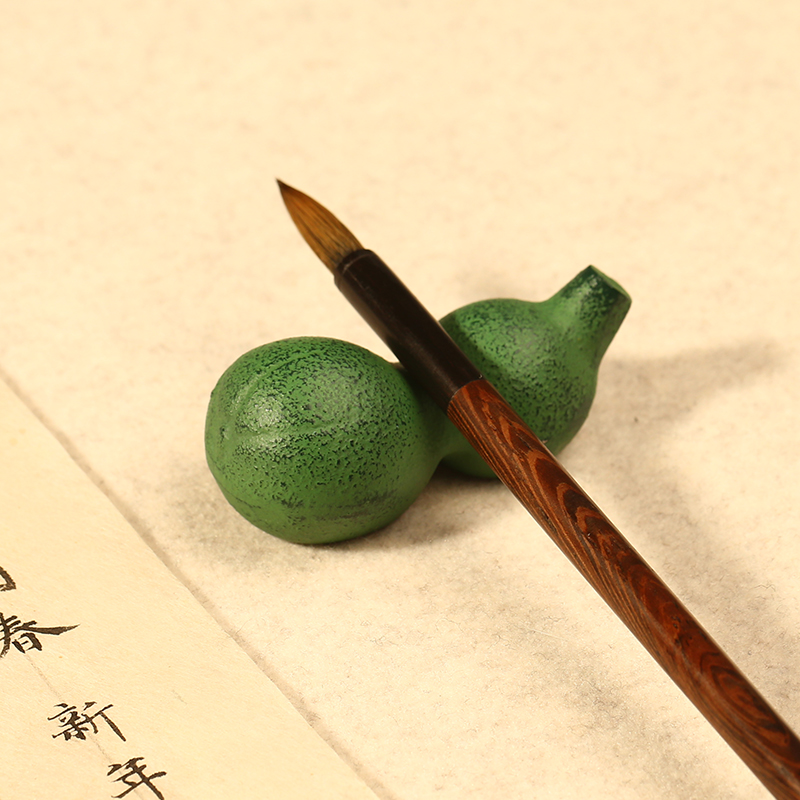 汉墨创意铸铁葫芦文镇 金属可爱学生笔搁笔置小摆件镇纸镇尺书法
