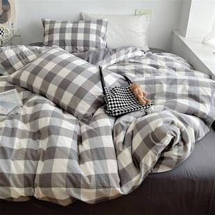 A类简约风全棉床上四件套纯棉床单被套学生宿舍3件套民宿床上用品