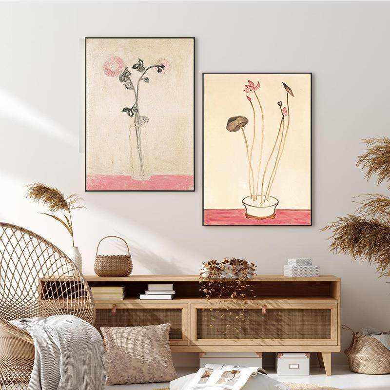 常玉静物花卉新中式装饰画 客厅玄关卧室床头挂画 现代小众艺术画