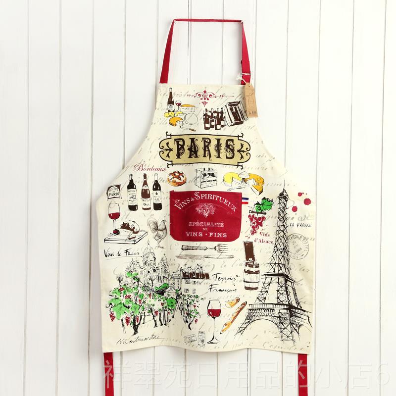 高档出口法国款酒家用厨房围裙时尚防油水防做饭新款红餐厅女工作