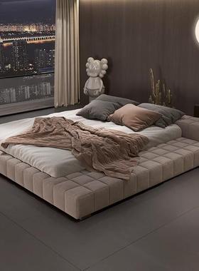 baxter床豆腐块床意式极简实木主卧别墅大床磨砂布双人床布艺床