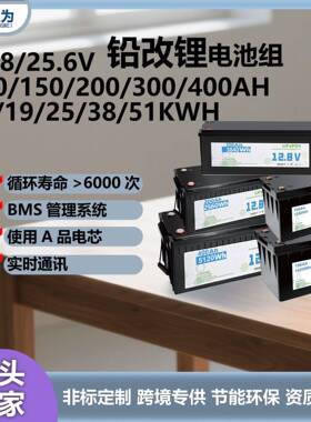 25.6V100Ah200AH铅改电池12.8V100Ah150Ah300Ah400Ah储能磷酸铁锂