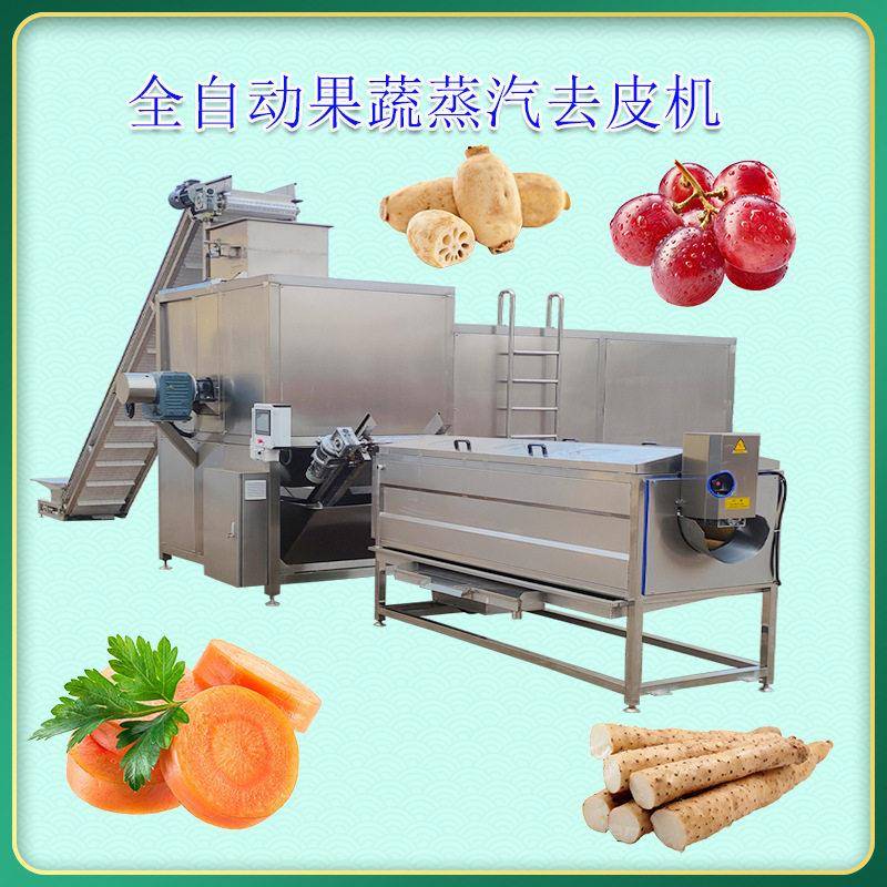 全自动葡萄头黄桃头蒸汽去皮机 薯条深加工流水线 机械设备