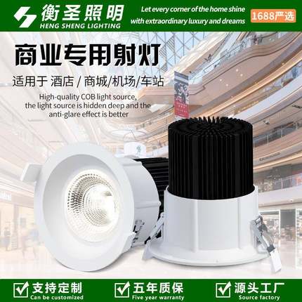 【严选】led射灯服装店铺商用餐饮展厅高显色防眩大功率嵌入射灯