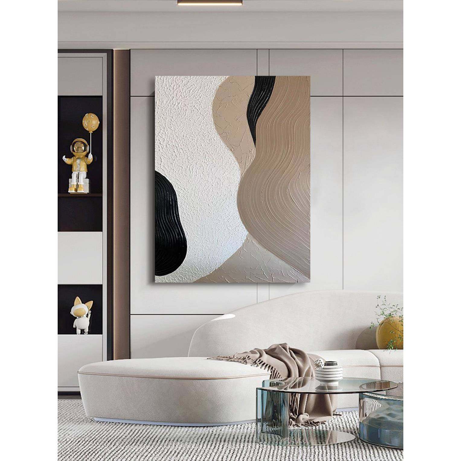 纯手绘现代简约抽象油画几何立体客厅无框装饰画玄关走廊艺术挂画