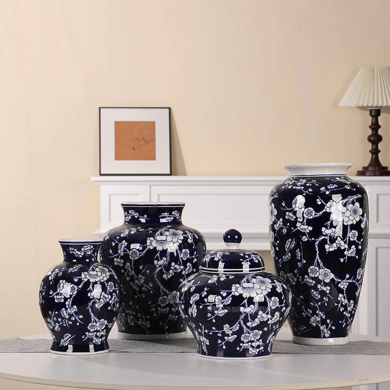 新中式青花瓷花瓶蓝底白花陶瓷摆件储物罐客厅装饰蓝底冰梅瓷花瓶,鲜花速递/花卉仿真/绿植园艺,割草机/草坪机,淘宝优惠券,粉丝福利购,淘宝优惠卷