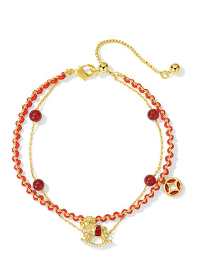 小马钱币本命年红绳手链轻奢