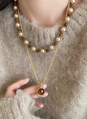 秋冬美拉德虎眼石摩卡金棕珍珠