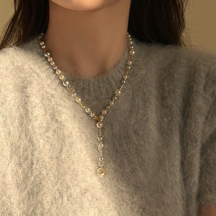 复古秋冬季毛衣链长款轻奢小众珍珠项链女气质高级感时尚Y字链潮