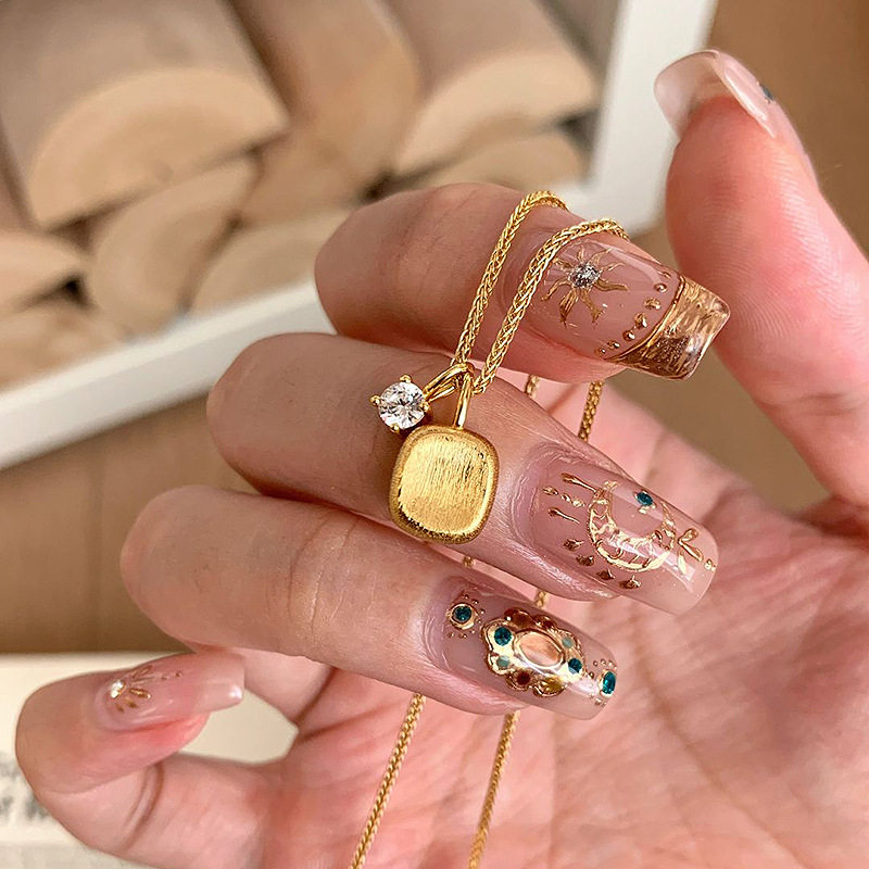 拉丝小方糖项链精致简约小豆子玫瑰锁骨链双面佩戴镀金小众设计感,珠宝/钻石/翡翠,颈饰,淘宝优惠券,粉丝福利购,淘宝优惠卷