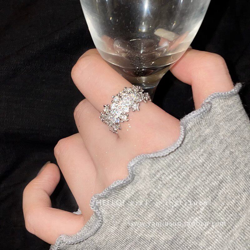 轻奢精致超闪满天星锆石戒指女小众设计开口食指戒高级感气质指环