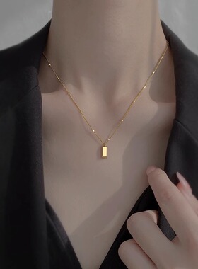 几何长方块小金砖项链女小众
