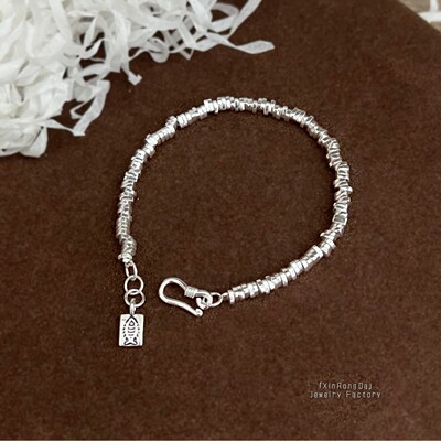 做旧鱼骨碎银子盘缠手链钱袋子