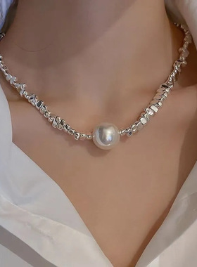 碎银子珍珠项链ins博主同款