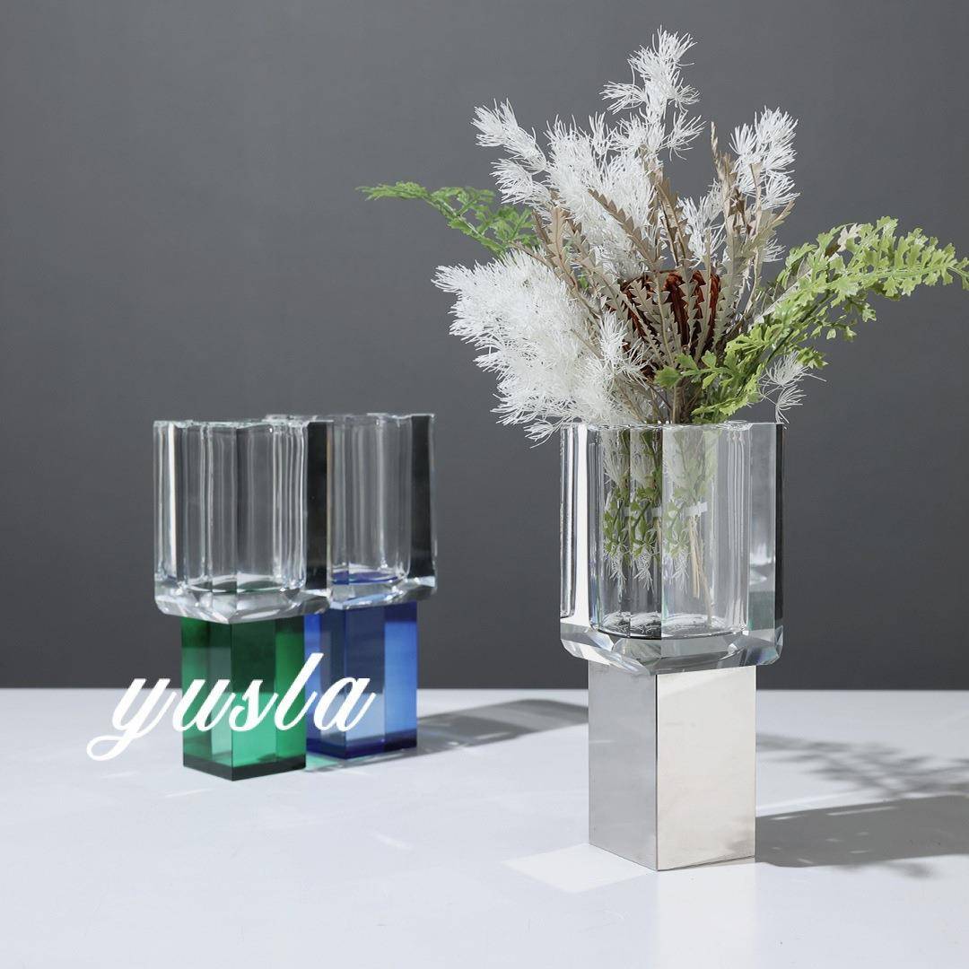 简约玻璃客厅茶几柜插干花瓶餐厅别墅样板间桌面花器摆件软装饰品