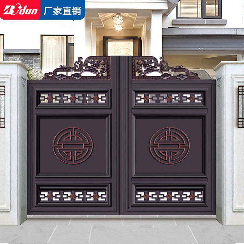 铝艺庭院大门乡村院子小门花园别墅铝合金电动双开小院对移门开门