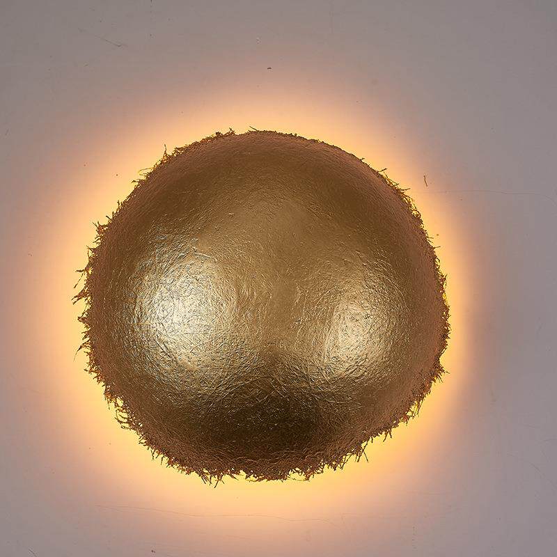 金箔壁灯艺术创意客厅圆形楼梯过道现代简约展厅led装饰氛围墙灯