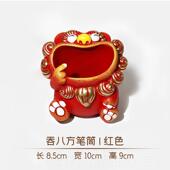 摆件可爱创意好运国风生文具学办 桌面装 高档狮三 百吞饰八方笔筒