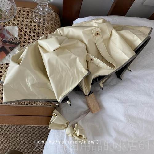 高档情白黑琴键｜ooaz标签款 简单高防晒侣h伞 适合拍照黑胶遮阳
