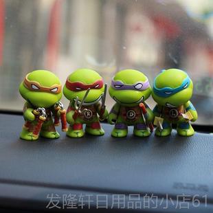 高档焙Q版忍者神龟公仔办关可节动模手型玩具汽车载摆件蛋糕烘装