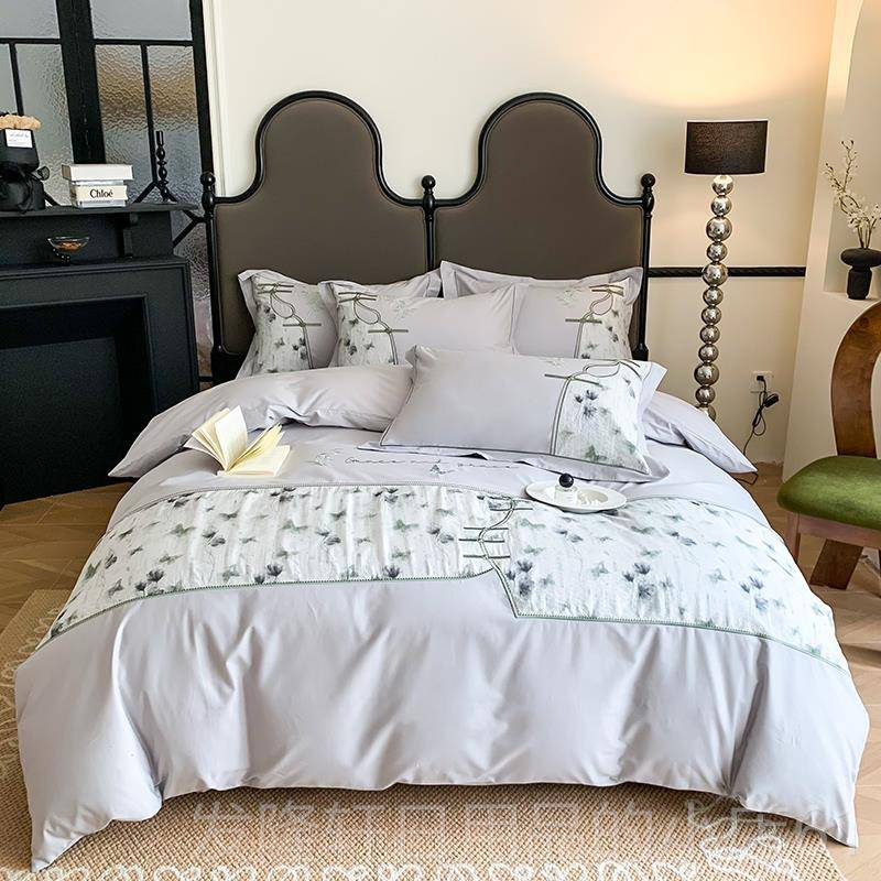 高档组新中式全风棉刺婚庆四件绣国国潮纯棉立体花结婚喜被套床上