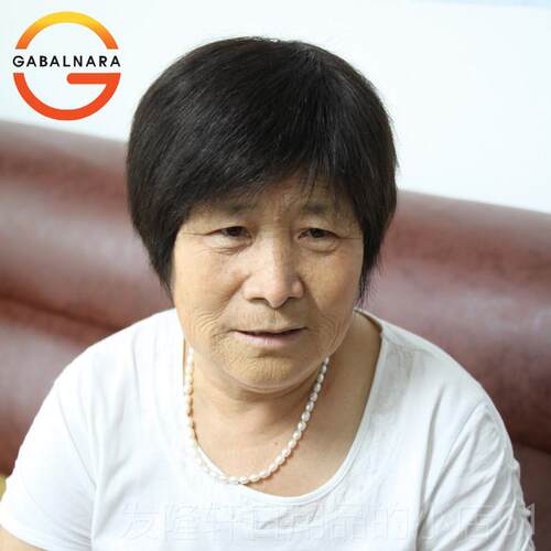高档采购产品中真老假年发，手工编织，母亲白色发假发，短发，斜