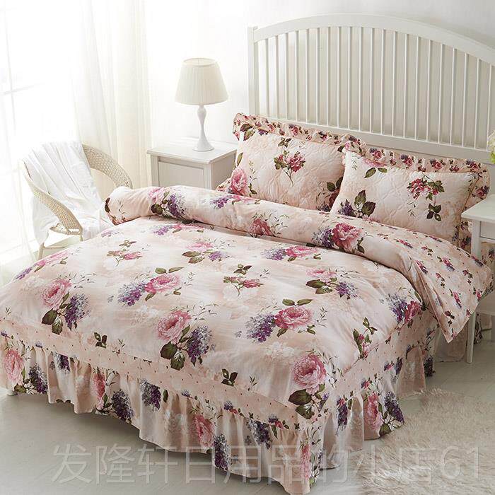 高档倍宁棉全棉纺加厚夹棉床罩床裙四件套卡通纯公加棉斜纹床笠家