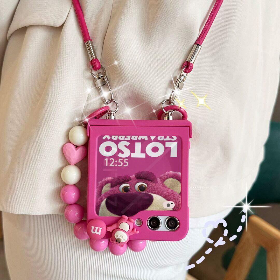 适用三星Galaxyzflip6/5/4手机壳可爱斜挎折叠w24flip心系天下oppon3手提华为pocket2全包s防摔novafilp s女