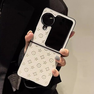 适用oppofindn3flip手机壳新款vivoxflip折叠屏指环扣珍珠手提斜挎腕带素皮保护套防摔n2flip小折叠保护壳女