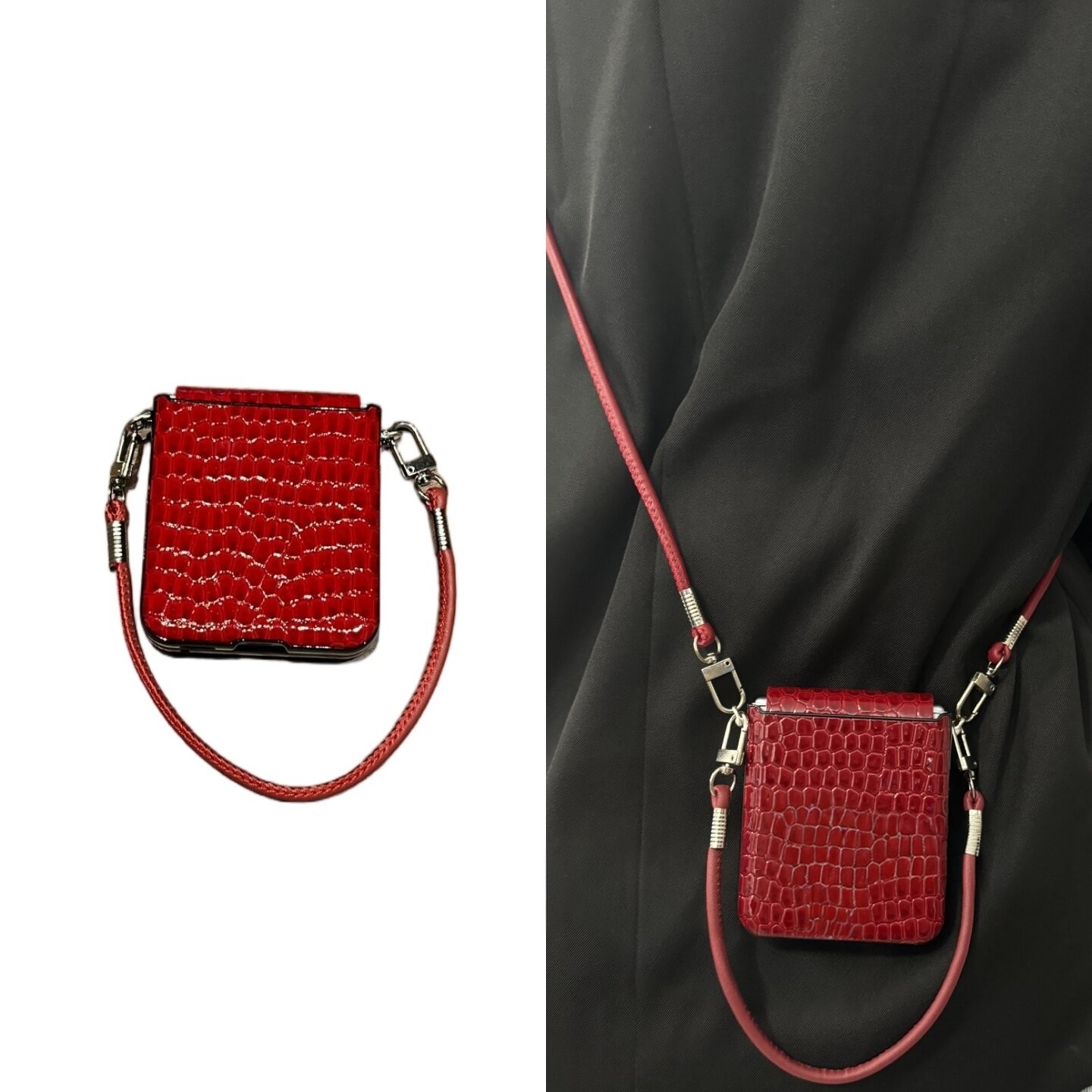 适用小米mixflip2手机壳新款折叠屏鳄鱼纹手提斜挎华为purax全包防摔pocket2新款三星ZFlip7荣耀vflip外壳