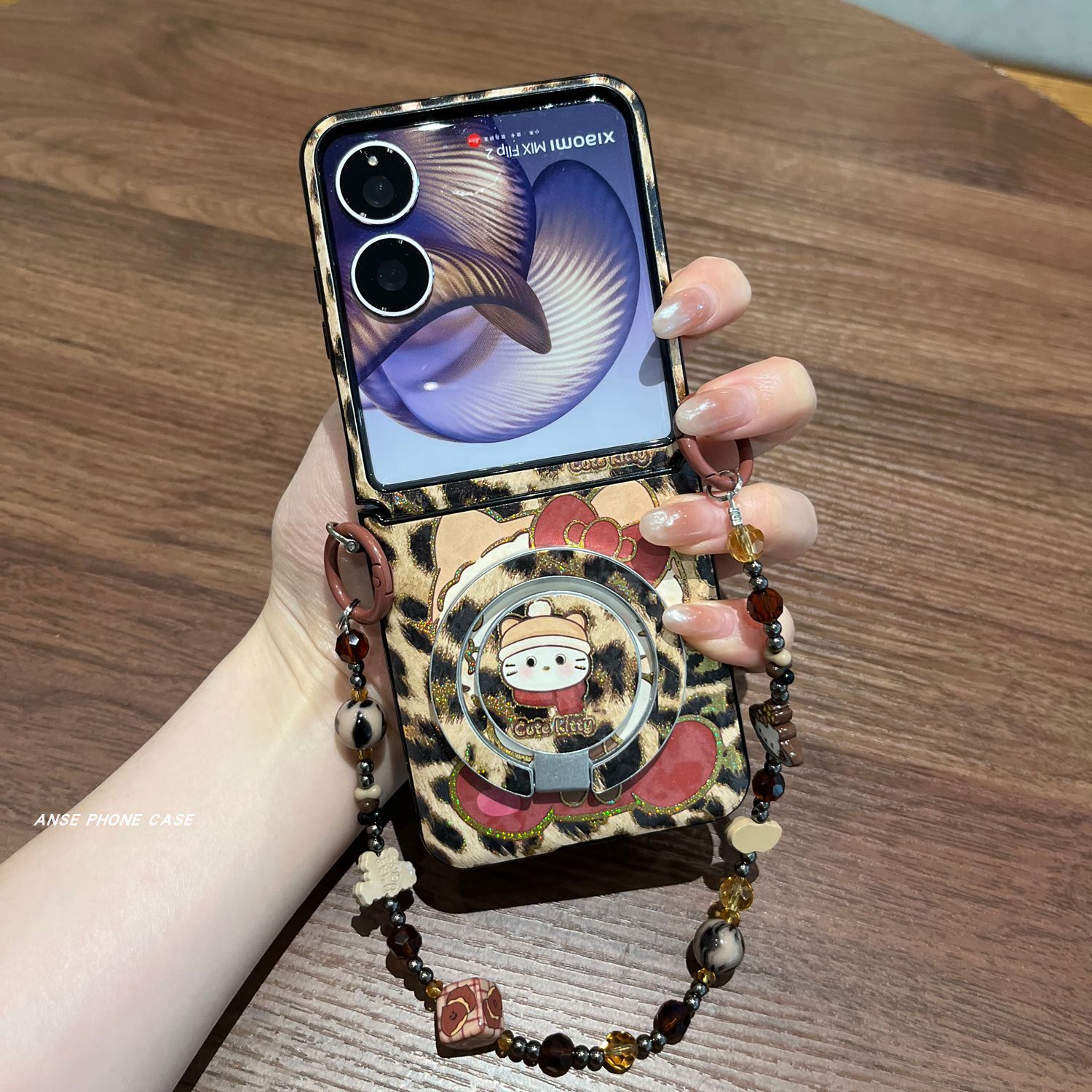 豹纹烫金kt磁吸支架适用小
