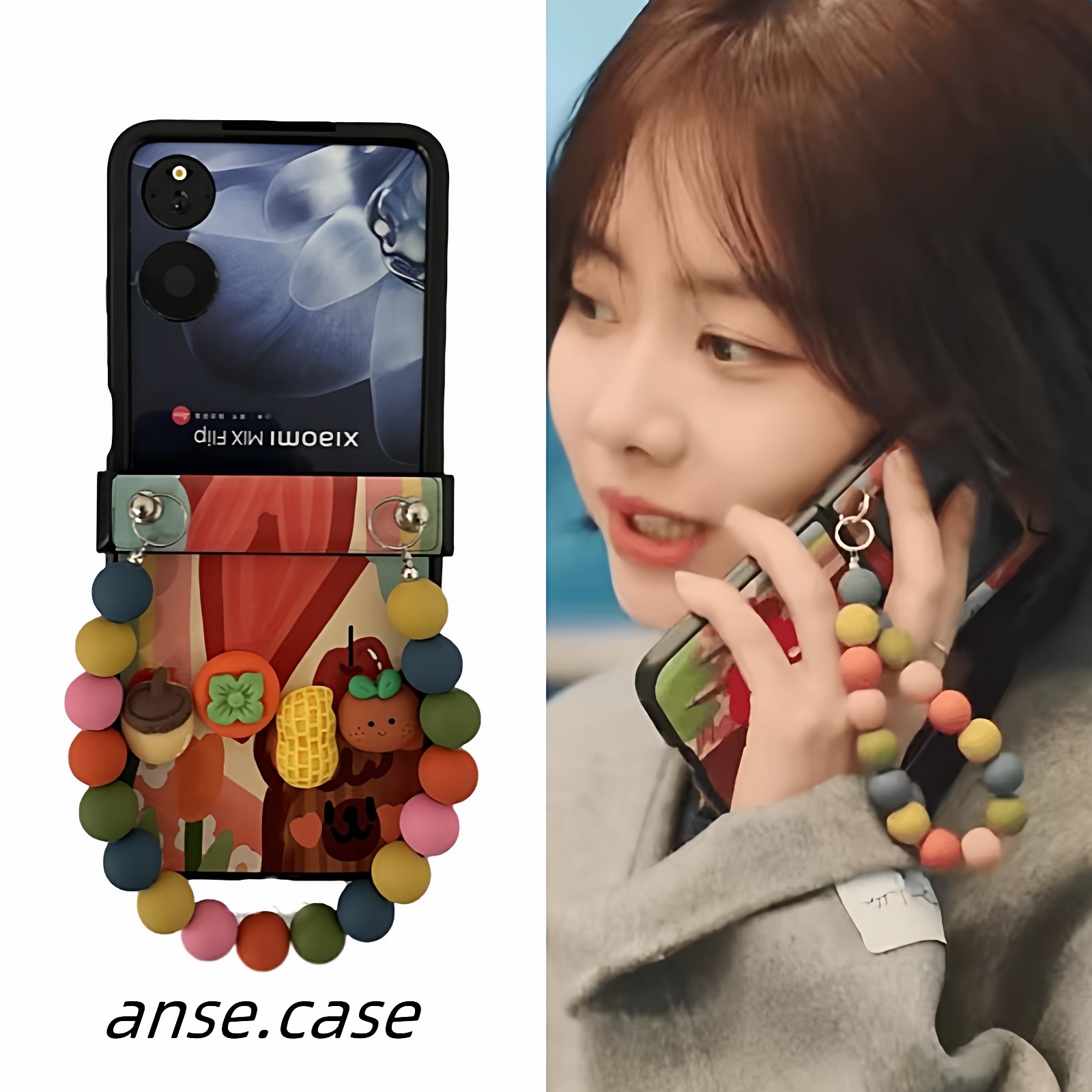 谭松韵同款适用小米mixflip手机壳荣耀magicvflip2折叠屏好事新款好柿发生三星zflip7皮质保护套手提全包防摔