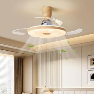 新款奶油风风扇灯餐厅吊扇灯法式电扇灯隐形吊扇灯卧室房间风扇灯