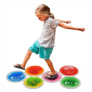 圆形感官液体地垫50CM彩色动态游戏垫宝宝儿童感统训练平衡跳垫