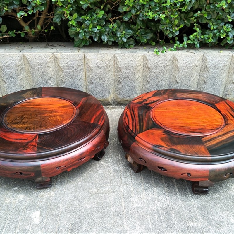 精品老挝大红酸枝木底座加厚花架花几花草盆架子工艺品摆件鱼缸座