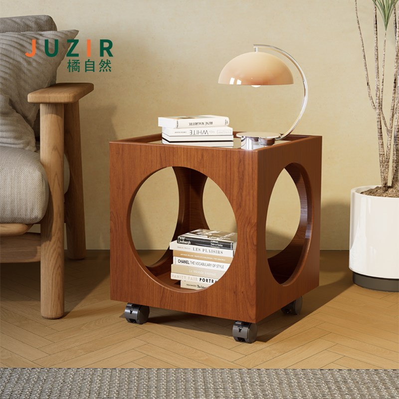 实木客厅茶几沙发边几家用茶座可移动简约复古方形卧室床头置物角