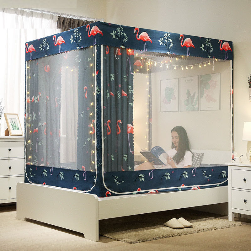 全包遮光蚊帐床帘一体式1.8m床1.5家用支架防尘文章加固双人床