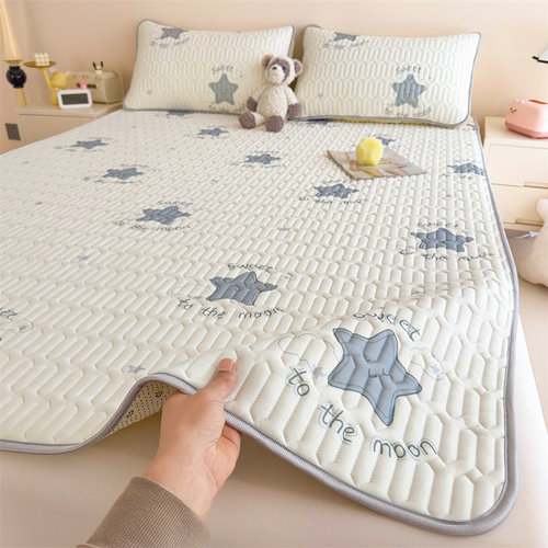 夏季乳胶凉席三件套冰丝席防滑床垫折叠席子夏凉垫水洗空调席