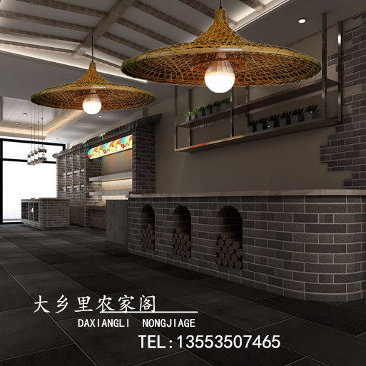 竹编斗笠吊灯斗笠灯罩特大斗笠灯农家乐餐厅吊灯包间灯复古竹编灯