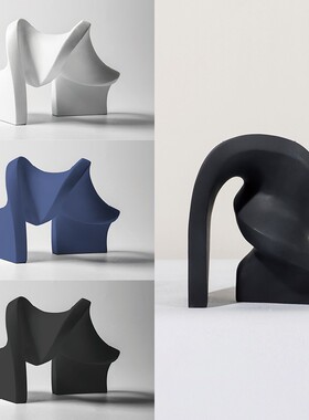 一匚样板间现代扭曲磨砂哑光雕塑艺术品售楼处书柜展示柜桌面摆件