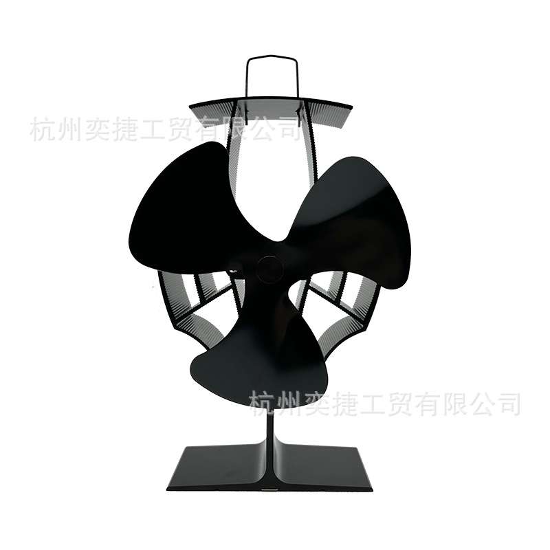 厂家 自发电壁炉风扇黑色四叶热循环铝制壁炉鼓风机可定 制