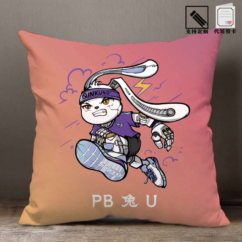 兔年抱枕2023沙发客厅国潮两用抱枕被靠垫定制新年喜庆生肖兔靠垫