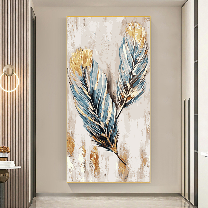 数字油画diy油彩画大尺寸填色羽毛竖版客厅玄关画填充画画装饰画n