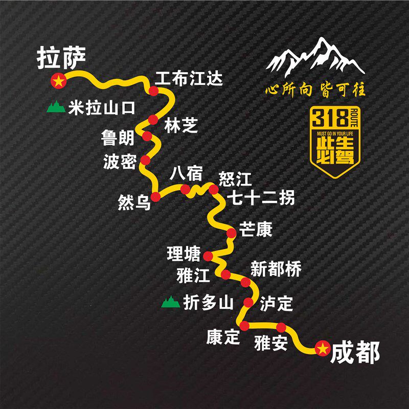 川藏线自驾行车贴纸此身必驾318后窗竖款车身贴反光穿越西藏路线
